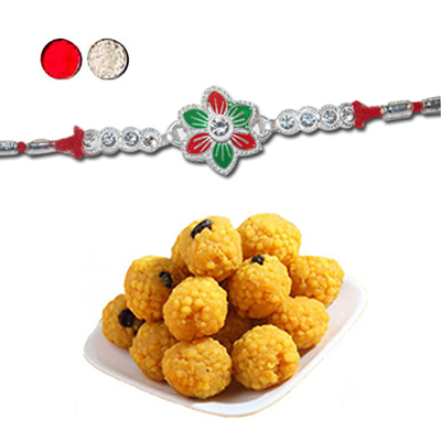 "Rakhi -  SIL-6160 A (Single Rakhi), 500gms of Laddu - Click here to View more details about this Product